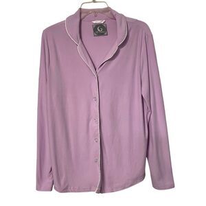 PJ Couture Cozy and Plush Women’s Pajama Set 2Pcs. Sz L Lt Purple 5-Button Front